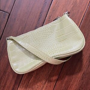 JW PEI Light Green Croc-Embossed Shoulder Bag